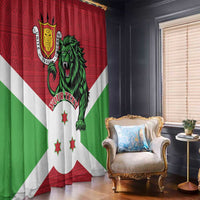 Personalized Burundi Window Curtain Lion and Coat Of Arms - Flag Style