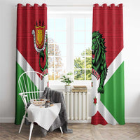 Personalized Burundi Window Curtain Lion and Coat Of Arms - Flag Style