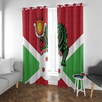 Personalized Burundi Window Curtain Lion and Coat Of Arms - Flag Style