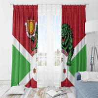 Personalized Burundi Window Curtain Lion and Coat Of Arms - Flag Style