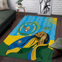 Personalized Rwanda Independence Day Area Rug Coat Of Arms Imigongo Pattern