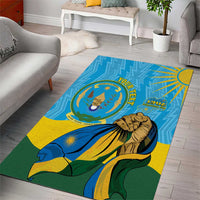 Personalized Rwanda Independence Day Area Rug Coat Of Arms Imigongo Pattern