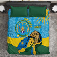 Personalized Rwanda Independence Day Bedding Set Coat Of Arms Imigongo Pattern