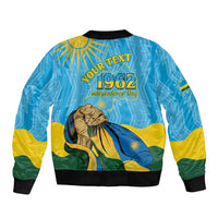 Personalized Rwanda Independence Day Bomber Jacket Coat Of Arms Imigongo Pattern
