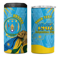 Personalized Rwanda Independence Day 4 in 1 Can Cooler Tumbler Coat Of Arms Imigongo Pattern