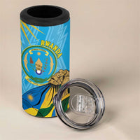Personalized Rwanda Independence Day 4 in 1 Can Cooler Tumbler Coat Of Arms Imigongo Pattern