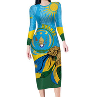 Personalized Rwanda Independence Day Family Matching Long Sleeve Bodycon Dress and Hawaiian Shirt Coat Of Arms Imigongo Pattern