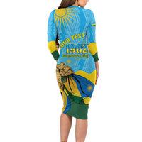 Personalized Rwanda Independence Day Family Matching Long Sleeve Bodycon Dress and Hawaiian Shirt Coat Of Arms Imigongo Pattern