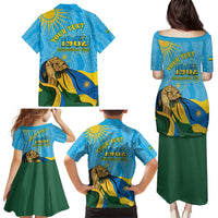 Personalized Rwanda Independence Day Family Matching Puletasi and Hawaiian Shirt Coat Of Arms Imigongo Pattern