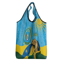 Personalized Rwanda Independence Day Grocery Bag Coat Of Arms Imigongo Pattern