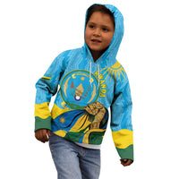 Personalized Rwanda Independence Day Kid Hoodie Coat Of Arms Imigongo Pattern