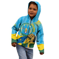 Personalized Rwanda Independence Day Kid Hoodie Coat Of Arms Imigongo Pattern