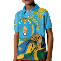 Personalized Rwanda Independence Day Kid Polo Shirt Coat Of Arms Imigongo Pattern