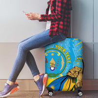 Personalized Rwanda Independence Day Luggage Cover Coat Of Arms Imigongo Pattern