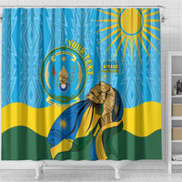 Personalized Rwanda Independence Day Shower Curtain Coat Of Arms Imigongo Pattern