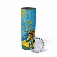 Personalized Rwanda Independence Day Skinny Tumbler Coat Of Arms Imigongo Pattern