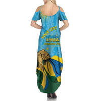 Personalized Rwanda Independence Day Summer Maxi Dress Coat Of Arms Imigongo Pattern