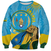 Personalized Rwanda Independence Day Sweatshirt Coat Of Arms Imigongo Pattern