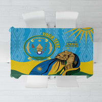Personalized Rwanda Independence Day Tablecloth Coat Of Arms Imigongo Pattern