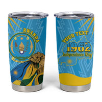 Personalized Rwanda Independence Day Tumbler Cup Coat Of Arms Imigongo Pattern