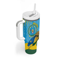 Personalized Rwanda Independence Day Tumbler With Handle Coat Of Arms Imigongo Pattern