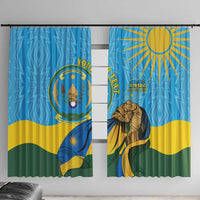 Personalized Rwanda Independence Day Window Curtain Coat Of Arms Imigongo Pattern