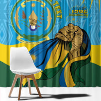 Personalized Rwanda Independence Day Window Curtain Coat Of Arms Imigongo Pattern