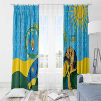 Personalized Rwanda Independence Day Window Curtain Coat Of Arms Imigongo Pattern