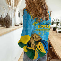 Personalized Rwanda Independence Day Women Casual Shirt Coat Of Arms Imigongo Pattern