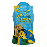 Personalized Rwanda Independence Day Women Sleeveless Polo Shirt Coat Of Arms Imigongo Pattern