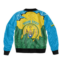 Personalized Rwanda Bomber Jacket Coat Of Arms Imigongo Pattern - Sporty Style