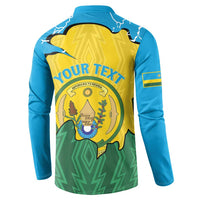 Personalized Rwanda Button Sweatshirt Coat Of Arms Imigongo Pattern - Sporty Style
