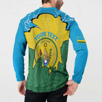 Personalized Rwanda Button Sweatshirt Coat Of Arms Imigongo Pattern - Sporty Style