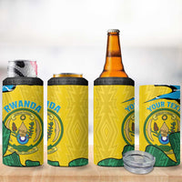 Personalized Rwanda 4 in 1 Can Cooler Tumbler Coat Of Arms Imigongo Pattern - Sporty Style