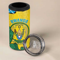 Personalized Rwanda 4 in 1 Can Cooler Tumbler Coat Of Arms Imigongo Pattern - Sporty Style