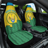 Personalized Rwanda Car Seat Cover Coat Of Arms Imigongo Pattern - Sporty Style