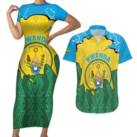 Personalized Rwanda Couples Matching Short Sleeve Bodycon Dress and Hawaiian Shirt Coat Of Arms Imigongo Pattern - Sporty Style