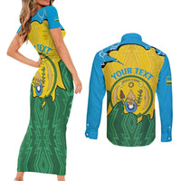 Personalized Rwanda Couples Matching Short Sleeve Bodycon Dress and Long Sleeve Button Shirt Coat Of Arms Imigongo Pattern - Sporty Style