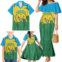 Personalized Rwanda Family Matching Mermaid Dress and Hawaiian Shirt Coat Of Arms Imigongo Pattern - Sporty Style