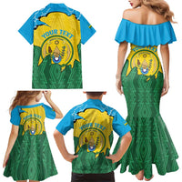 Personalized Rwanda Family Matching Mermaid Dress and Hawaiian Shirt Coat Of Arms Imigongo Pattern - Sporty Style