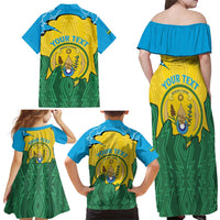 Personalized Rwanda Family Matching Off Shoulder Maxi Dress and Hawaiian Shirt Coat Of Arms Imigongo Pattern - Sporty Style