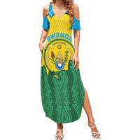Personalized Rwanda Family Matching Summer Maxi Dress and Hawaiian Shirt Coat Of Arms Imigongo Pattern - Sporty Style