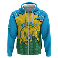 Personalized Rwanda Hoodie Coat Of Arms Imigongo Pattern - Sporty Style
