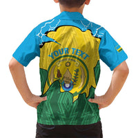 Personalized Rwanda Kid Hawaiian Shirt Coat Of Arms Imigongo Pattern - Sporty Style
