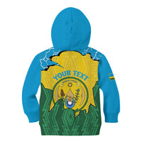 Personalized Rwanda Kid Hoodie Coat Of Arms Imigongo Pattern - Sporty Style