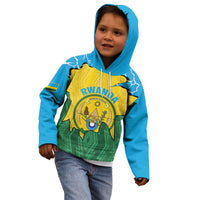 Personalized Rwanda Kid Hoodie Coat Of Arms Imigongo Pattern - Sporty Style