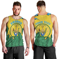 Personalized Rwanda Men Tank Top Coat Of Arms Imigongo Pattern - Sporty Style