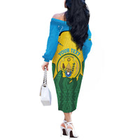 Personalized Rwanda Off The Shoulder Long Sleeve Dress Coat Of Arms Imigongo Pattern - Sporty Style