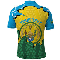 Personalized Rwanda Polo Shirt Coat Of Arms Imigongo Pattern - Sporty Style