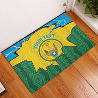 Personalized Rwanda Rubber Doormat Coat Of Arms Imigongo Pattern - Sporty Style